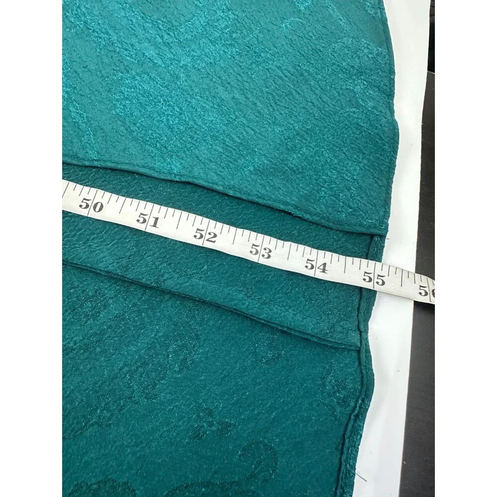 Victorias Secret Gold Label Emerald Green Satin Maxi Slip Gown Floral Jacquard L